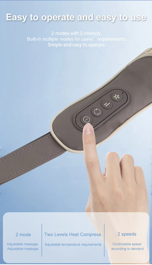 Hands Free Shoulder & Neck Massager with Heat and Adjustable Straps