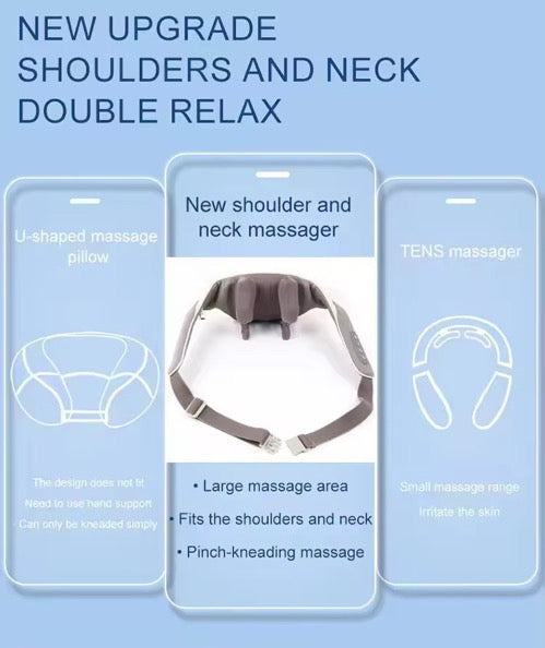 Hands Free Shoulder & Neck Massager with Heat and Adjustable Straps